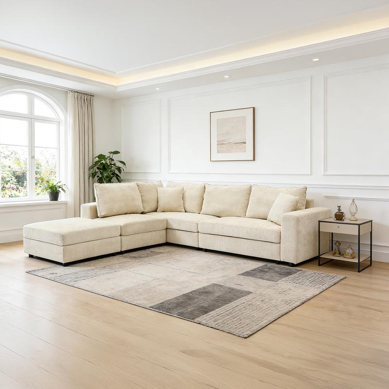 product_pako_074-000066 Πολυμορφικός καναπές Navaro ύφασμα μπεζ 281x256x85εκ - Image 1