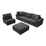 Πολυμορφικός καναπές Navaro ύφασμα ανθρακί 281x256x85εκ - Image 5