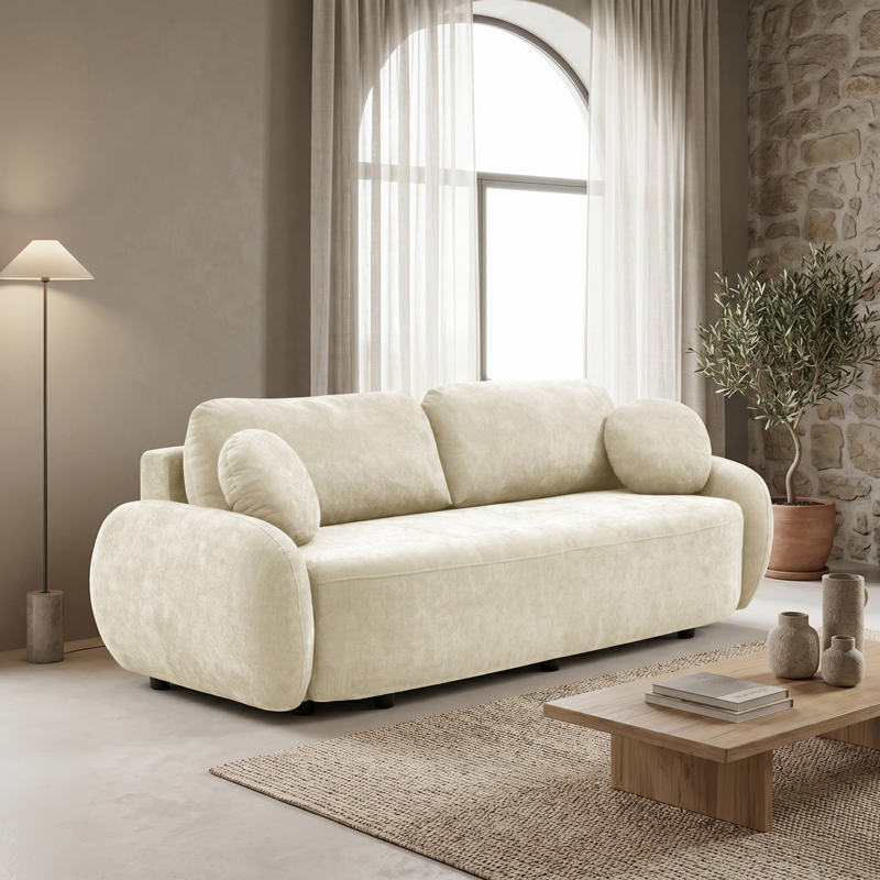 product_pako_074-000074 Καναπές-κρεβατι τριθέσιος Sereno με αποθηκευτικό χώρο μπεζ ύφασμα 233x91x82εκ - Image 1