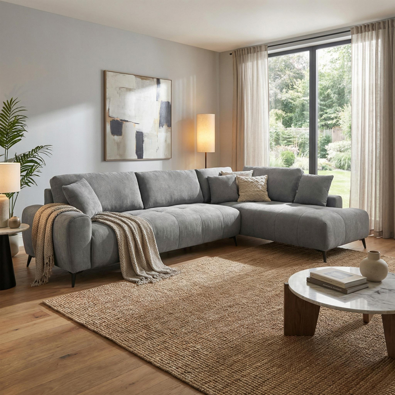 product_pako_074-000083 Γωνιακός καναπές Veneto αριστερή γωνία γκρι ύφασμα 298x208x85εκ - Image 1