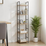 Βιβλιοθήκη Azuel φυσικό-μαύρο μέταλλο 29x23.5x144εκ