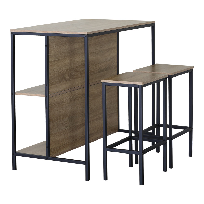 product_pako_085-000026 Σετ τραπέζι μπαρ Bailon με ράφια σε oak απόχρωση με μαύρο μέταλλο 100x60x95εκ - Image 1