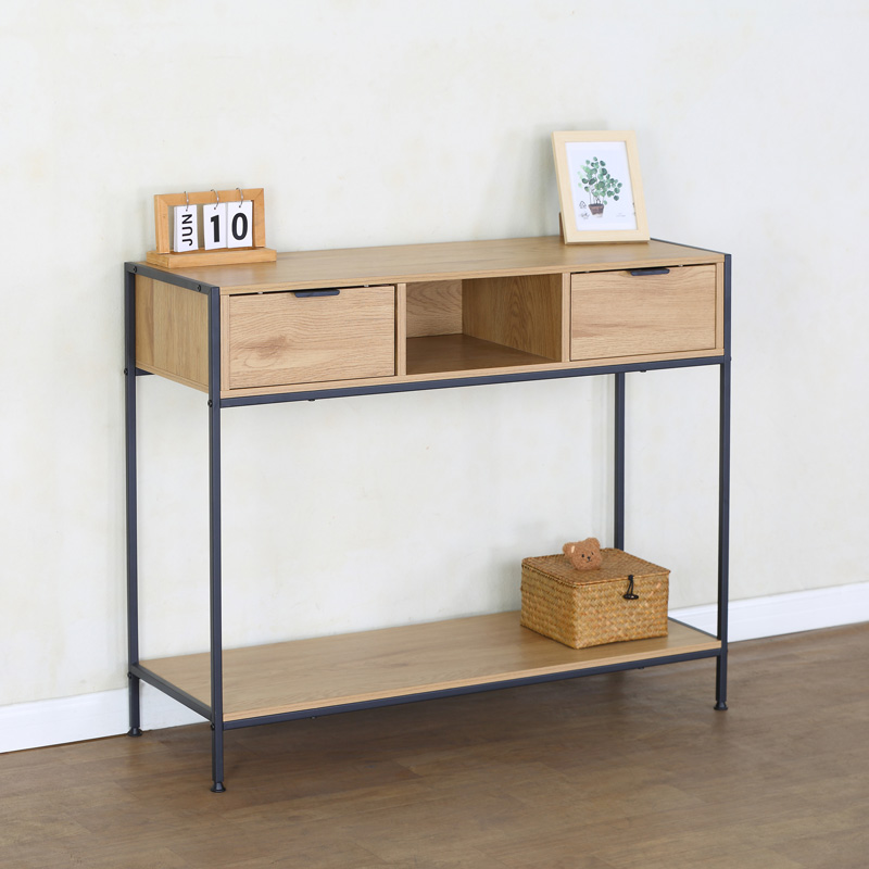 product_pako_085-000027 Κονσόλα Regando σε oak απόχρωση με μαύρο μέταλλο 100x35x80εκ - Image 1