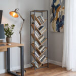 Βιβλιοθήκη Orunta oak- μαύρο μέταλλο 40x26.5x150εκ