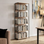 Βιβλιοθήκη Kaliano oak-μαύρο μέταλλο 59.5x35x176.5εκ