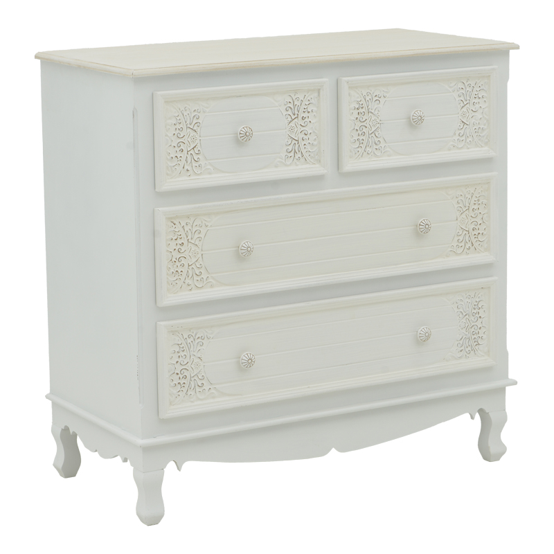 product_pako_087-000008 Συρταριέρα Pazlen Inart mdf σε λευκή αντικέ απόχρωση 80x40x80εκ - Image 1