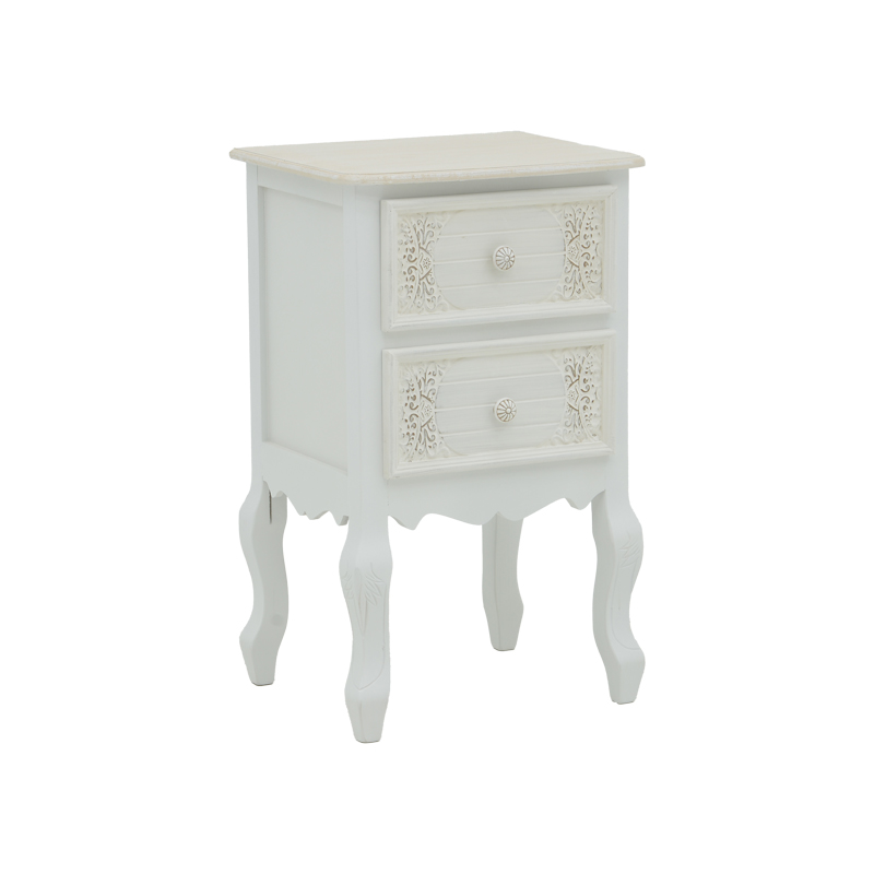 product_pako_087-000010 Κομοδίνο Pazlen Inart mdf σε λευκή αντικέ απόχρωση 40x45x65εκ - Image 1