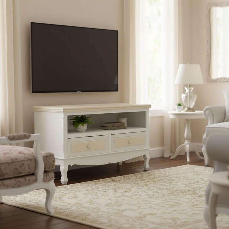 product_pako_087-000014 Έπιπλο τηλεόρασης Joliene Inart mdf σε λευκή αντικέ-φυσική απόχρωση 100x42x61εκ - Image 1