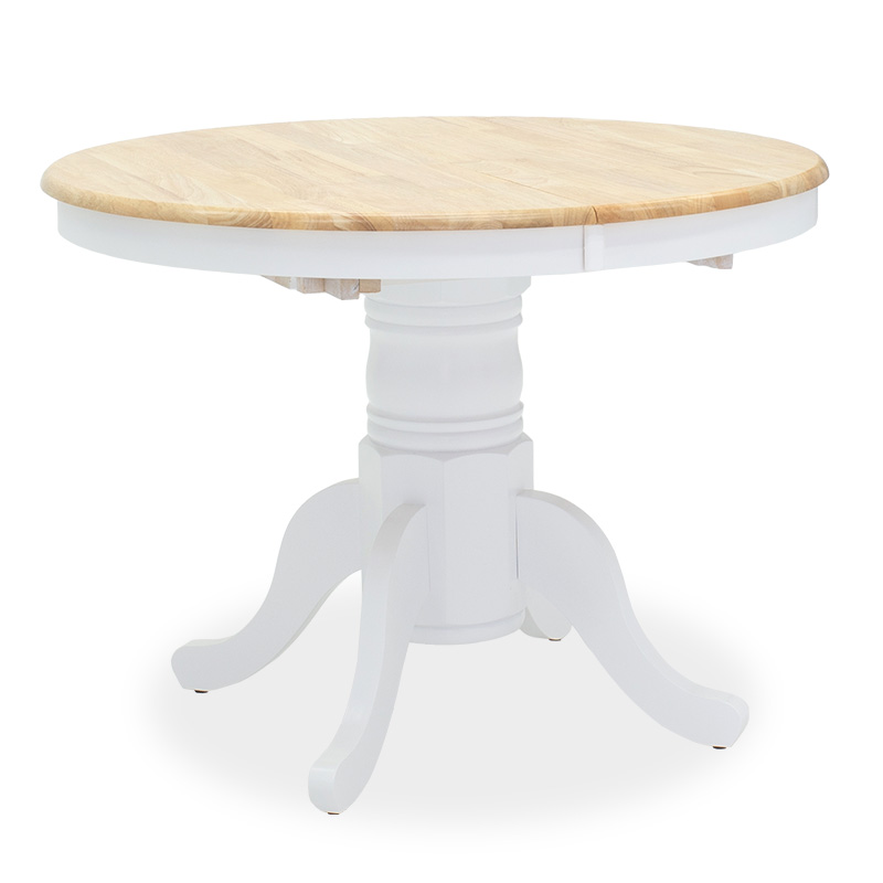 product_pako_091-000004 Tραπέζι Lars επεκτεινόμενο ξύλο-MDF λευκό-φυσικό Φ100(+38)x100x75εκ - Image 1