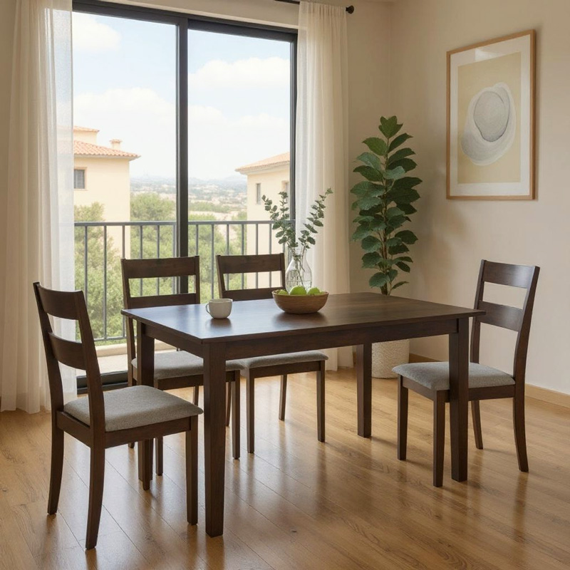 product_pako_091-000019 Tραπεζαρία επεκτεινόμενη Mabor-Dallan ξύλο σε καρυδί απόχρωση 120-150x80x73,8εκ - Image 1