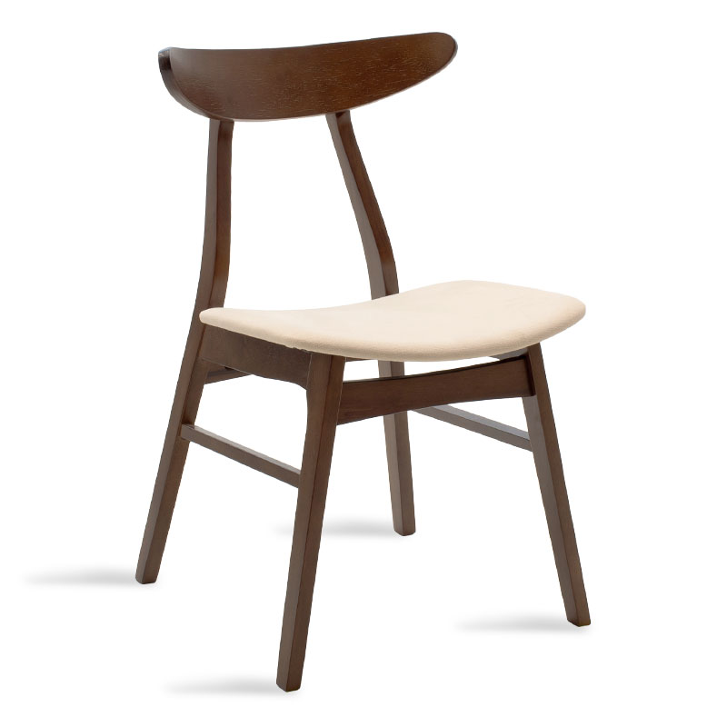 product_pako_097-000007 Καρέκλα Orlean μπεζ ύφασμα-rubberwood καρυδί πόδι (Σετ 2 τεμαχίων) - Image 1