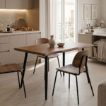 Τραπέζι Neve MDF καρυδί-πόδι μεταλλικό μαύρο 120x80x75εκ
