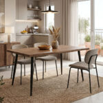 Τραπέζι Neve MDF καρυδί-πόδι μεταλλικό μαύρο 140x80x75εκ