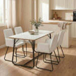 Τραπέζι Revello sintered stone λευκό μαρμάρου-μαύρο 150x90x75εκ - Image 2