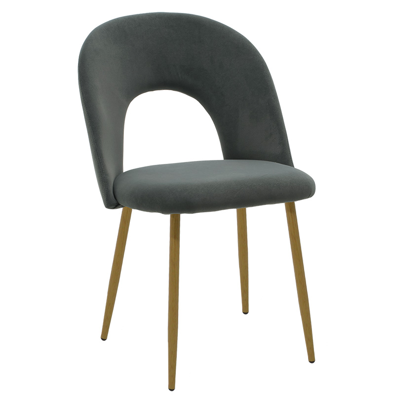 product_pako_101-000081 Καρέκλα Jonah βελούδο ανθρακί-φυσικό πόδι - Image 1