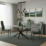 Τραπέζι Bethan sintered stone γκρι cement-μαύρο 180x90x75εκ - Image 2