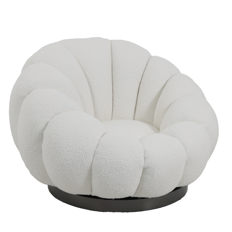 product_pako_110-000086 Πολυθρόνα περιστρεφόμενη Nester μπουκλέ ύφασμα σε λευκό απόχρωση 98x97x69εκ - Image 1