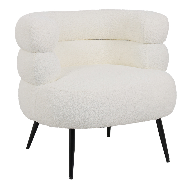 product_pako_110-000091 Πολυθρόνα Foleja μπουκλέ ύφασμα σε λευκή απόχρωση με μαύρα μεταλλικά πόδια 76x75x72εκ - Image 1