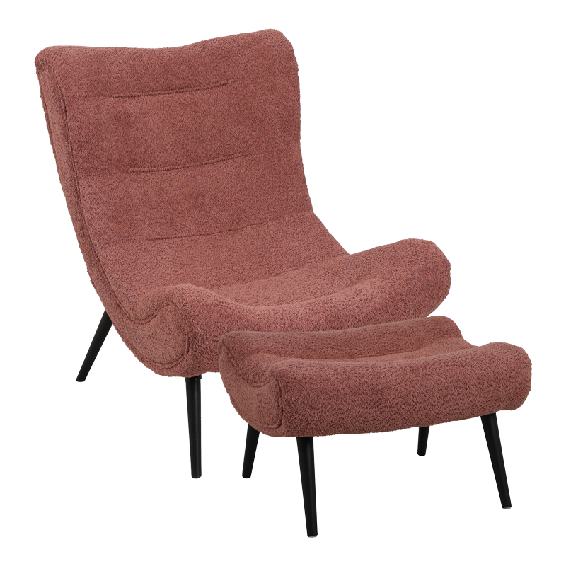 product_pako_110-000096 Πολυθρόνα με υποπόδιο Silla μπουκλέ ύφασμα σε σάπιο μήλο απόχρωση 97x80x100εκ - Image 1