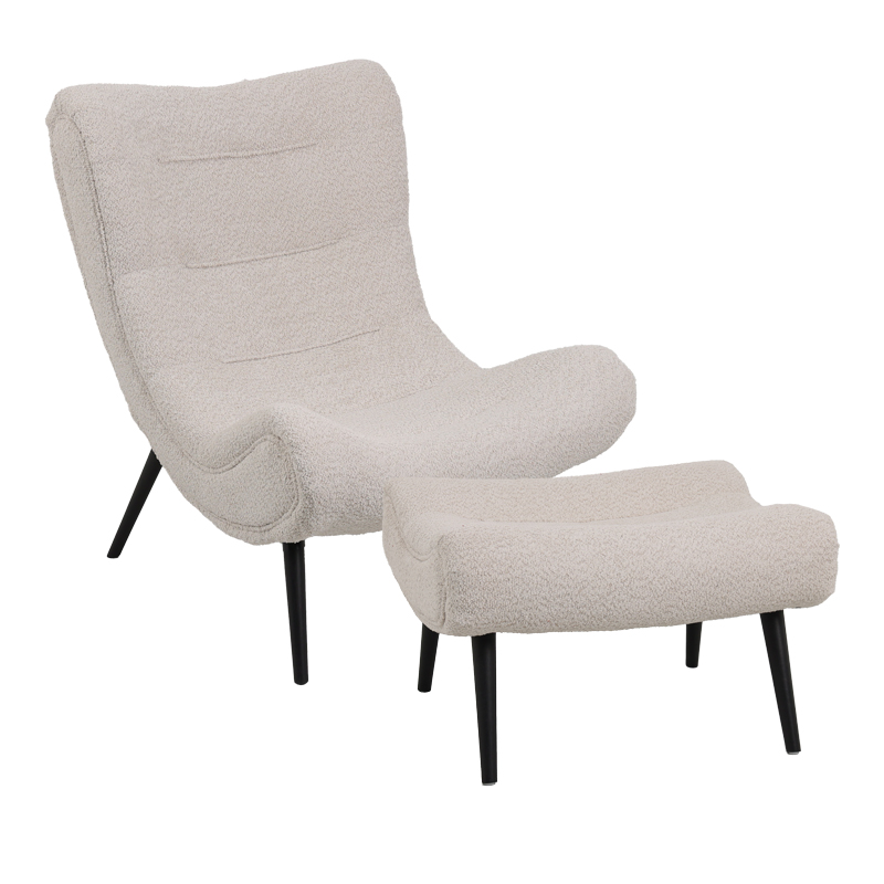 product_pako_110-000097 Πολυθρόνα με υποπόδιο Silla μπουκλέ ύφασμα σε μπεζ απόχρωση 97x80x100εκ - Image 1