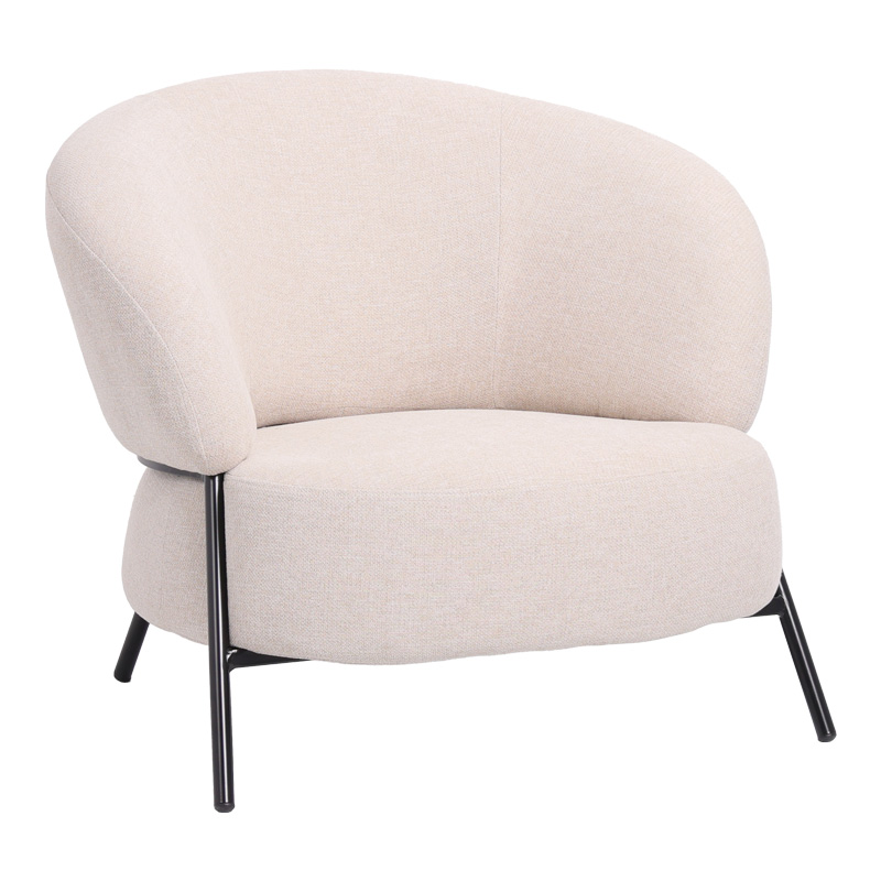 product_pako_110-000107 Πολυθρόνα Jennie ύφασμα σε κρεμ απόχρωση με μαύρα μεταλλικά πόδια 84x84x71,5εκ - Image 1