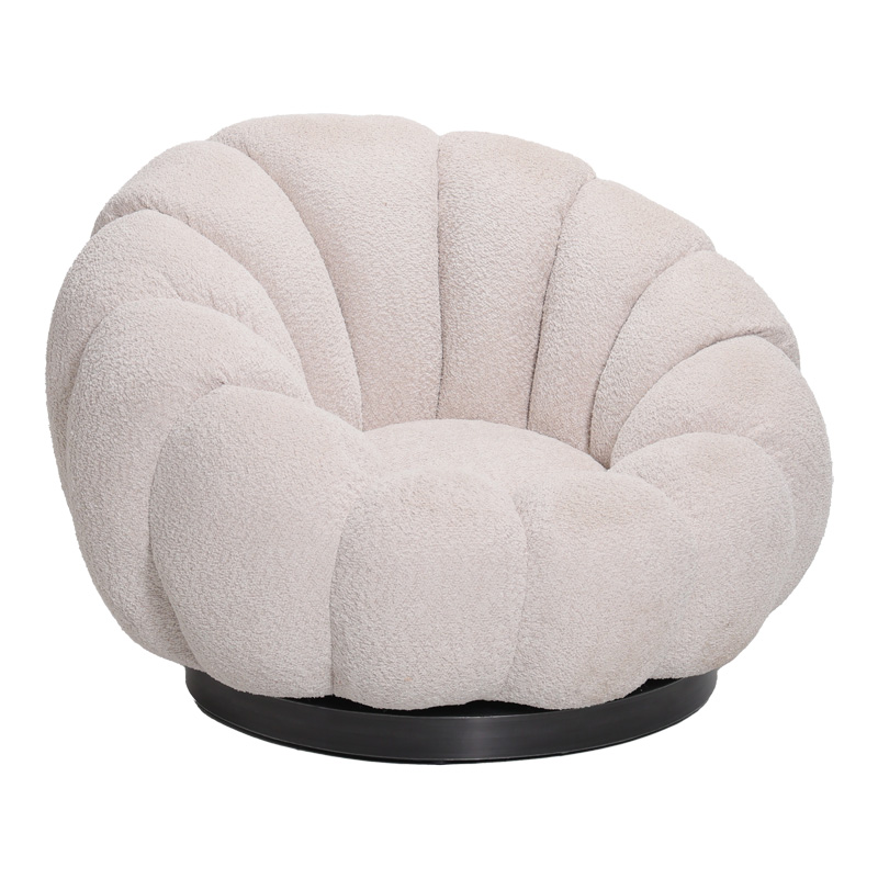 product_pako_110-000111 Πολυθρόνα περιστρεφόμενη Nester μπουκλέ ύφασμα σε μπεζ απόχρωση 98x97x69εκ - Image 1