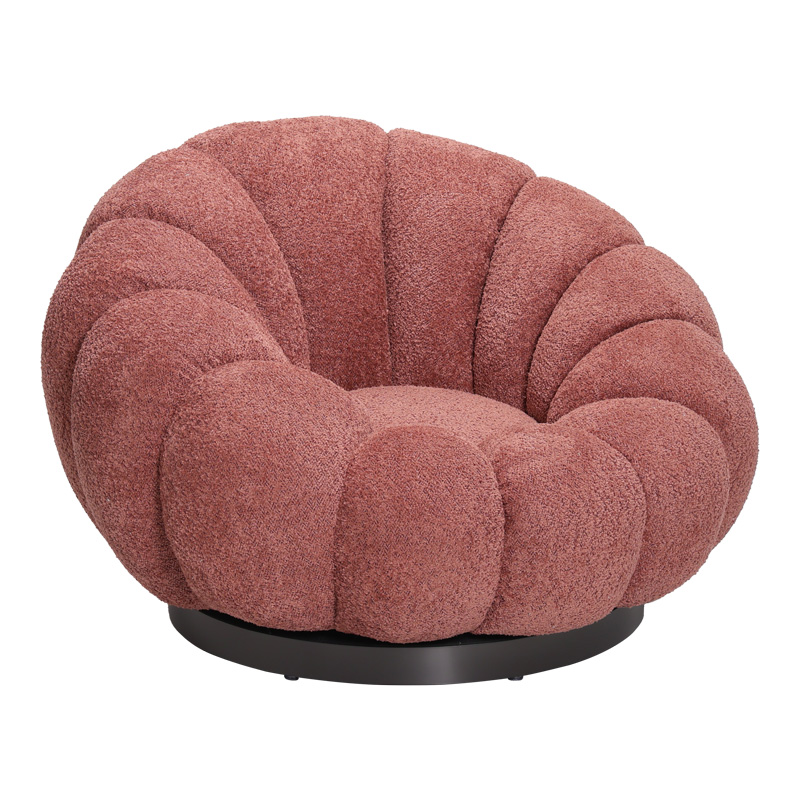 product_pako_110-000112 Πολυθρόνα περιστρεφόμενη Nester μπουκλέ ύφασμα σε απόχρωση σάπιο μήλο 98x97x69εκ - Image 1