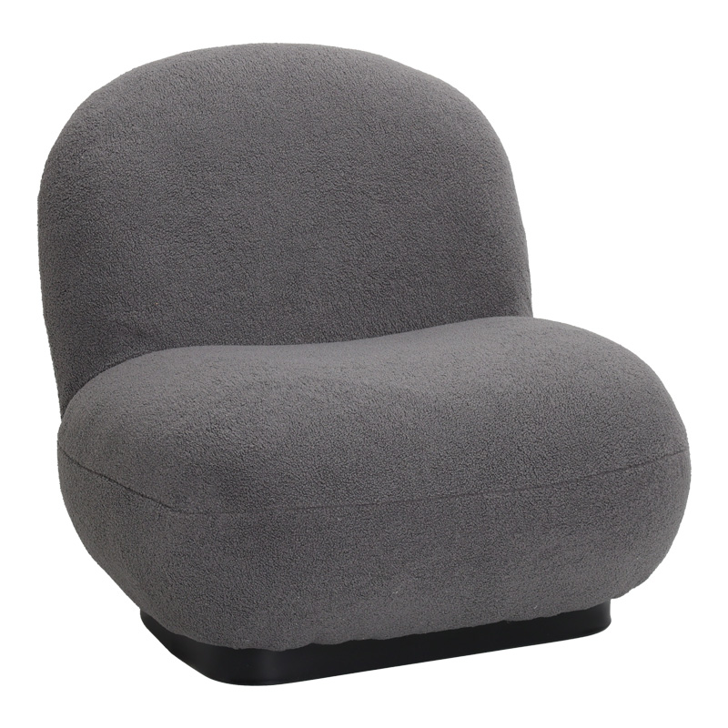 product_pako_110-000122 Πολυθρόνα Rosalie μπουκλέ ύφασμα σε ανθρακί απόχρωση με μαύρη βάση 85x82x77εκ - Image 1