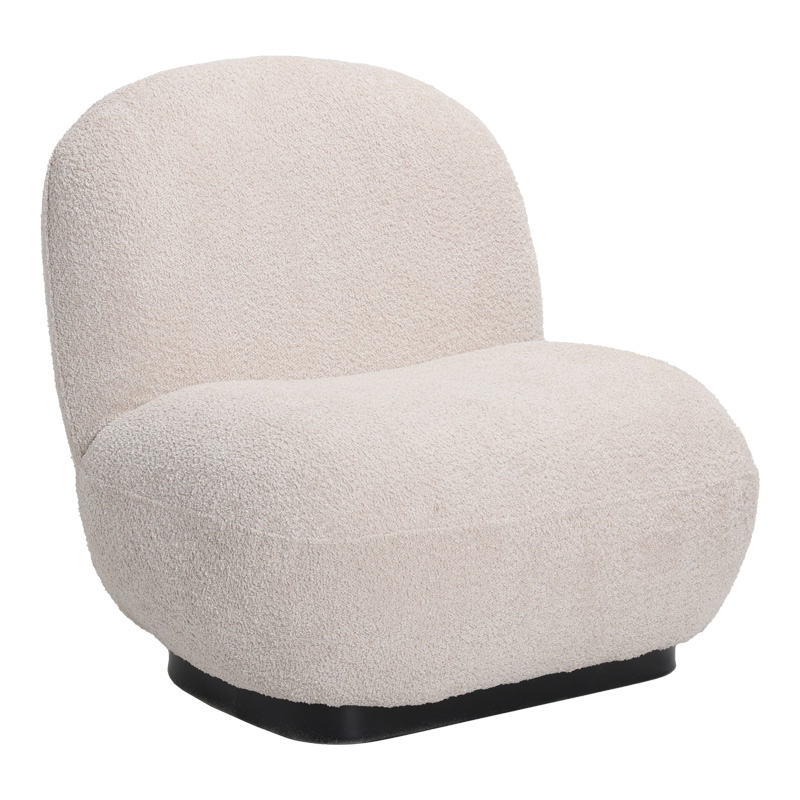 product_pako_110-000123 Πολυθρόνα Rosalie μπουκλέ ύφασμα σε μπεζ απόχρωση με μαύρη βάση 85x82x77εκ - Image 1