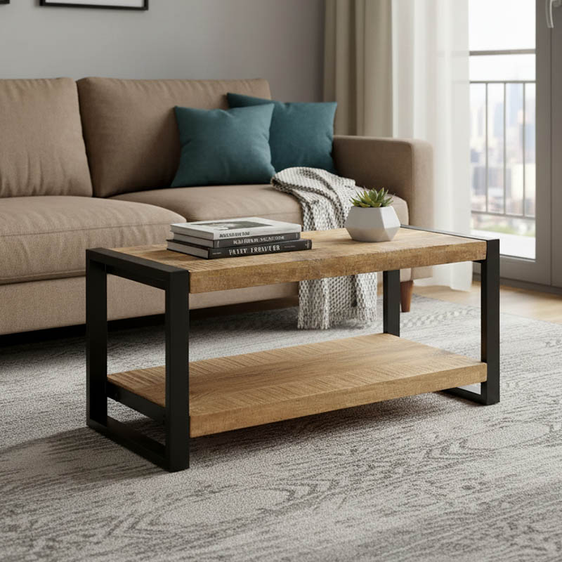 product_pako_113-000032 Τραπέζι σαλονιού Miles μασίφ ξύλο mango φυσικό-μαύρο 100x45x45.5εκ - Image 1