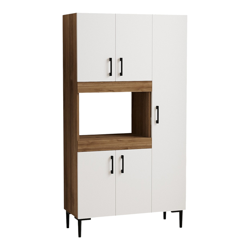 product_pako_120-000003 Ντουλάπα κουζίνας Defne χρώμα λευκό-καρυδί 89x37.5x160εκ - Image 1