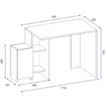 Γραφείο με ραφιέρα Kely χρώμα λευκό-φυσικό 113x55x74εκ - Image 5