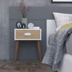 Κομοδίνο Laber με ένα συρτάρι καρυδί-λευκό-sonoma 45x30x57.5εκ - Image 3