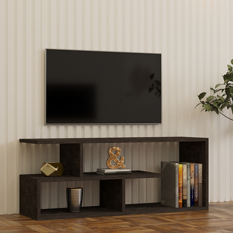 product_pako_120-000410 Έπιπλο τηλεόρασης Waldo μαύρο-ανθρακί μελαμίνης 100x29,5x40εκ - Image 1