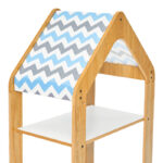 Ραφιέρα τ. Montessori Zoilen φυσικό-λευκό-μπλε mdf 50x30x80εκ - Image 3