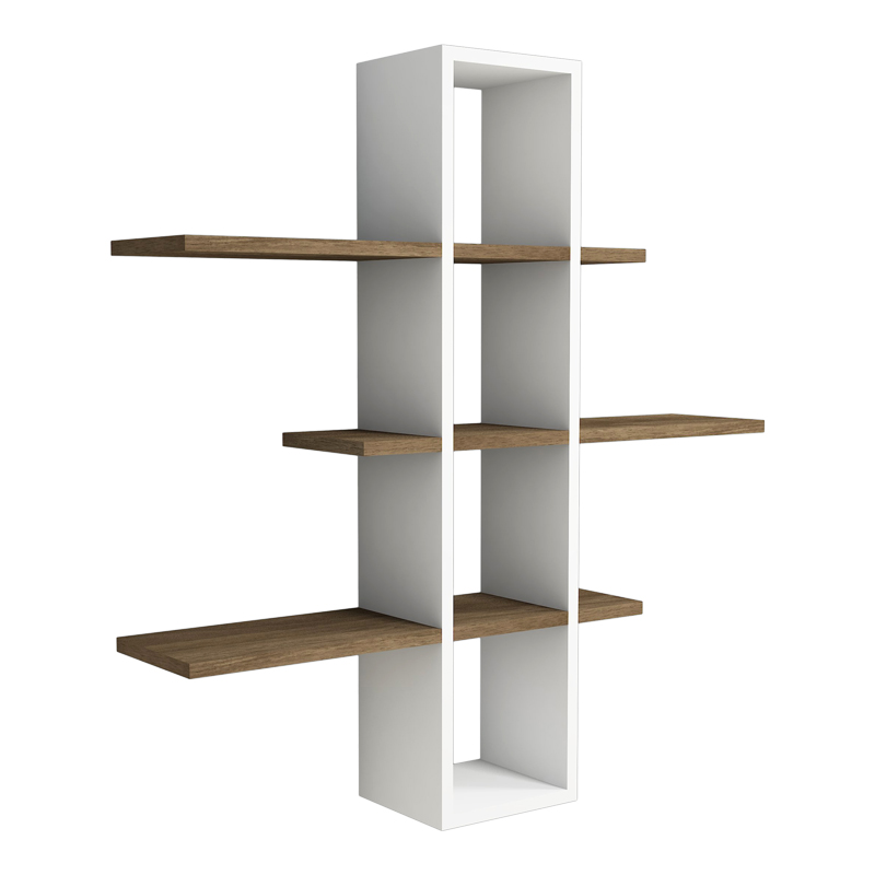 product_pako_120-000448 Ραφιέρα τοίχου Akira μελαμίνη σε καρυδί-λευκή απόχρωση 96x19.5x101εκ - Image 1