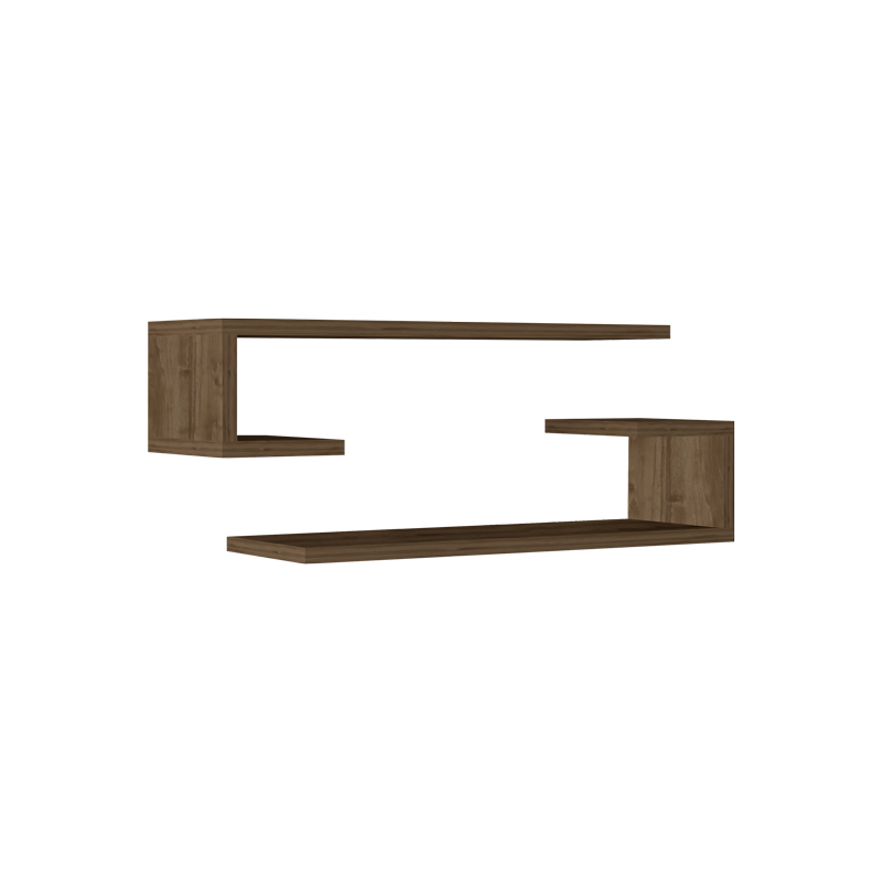 product_pako_120-000459 Ραφιέρα τοίχου Eldo σετ 2τεμ μελαμίνη σε καρυδί απόχρωση 60x19.6x15εκ - Image 1