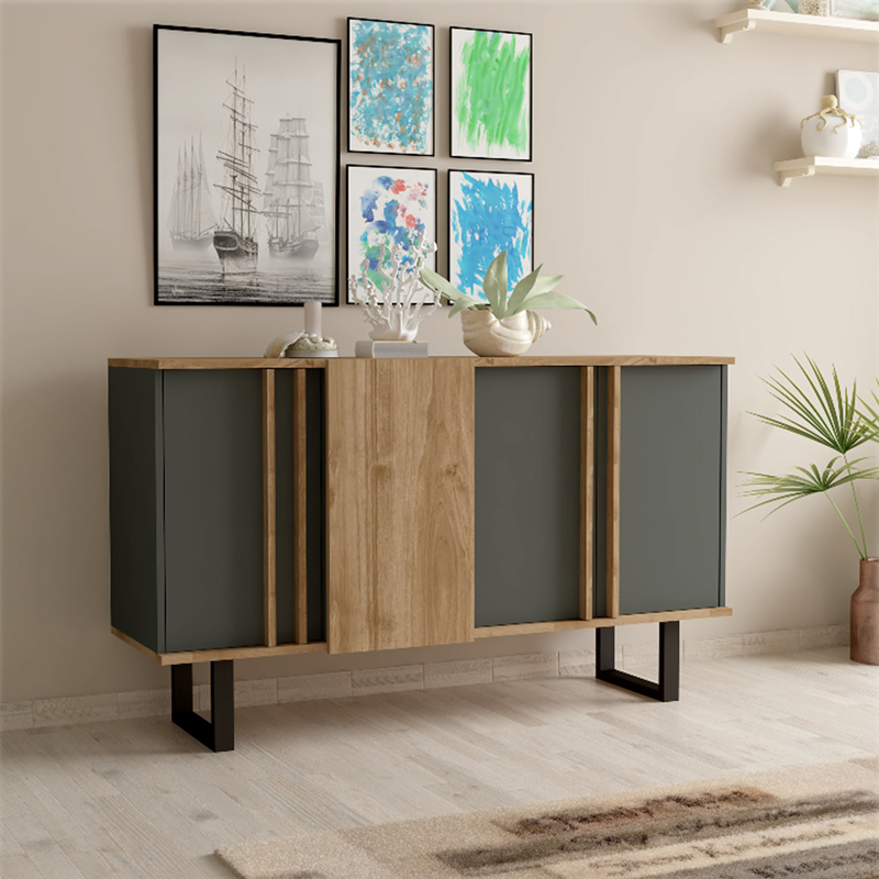 product_pako_120-000490 Μπουφές Amanda I σε ανθρακί-καρυδί απόχρωση 160x74x79εκ - Image 1