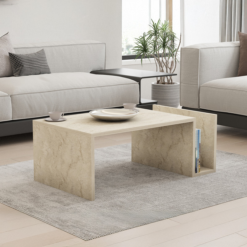 product_pako_120-000506 Τραπέζι σαλονιού Poko σε όψη τραβερτίνας 86.8x50x32,4εκ - Image 1