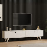 Έπιπλο τηλεόρασης Jate σε λευκή απόχρωση 160x25x40εκ - Image 2