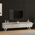Έπιπλο τηλεόρασης Jate σε λευκή απόχρωση 160x25x40εκ - Image 3