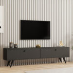 Έπιπλο τηλεόρασης Jate σε ανθρακί απόχρωση 160x25x40εκ - Image 2