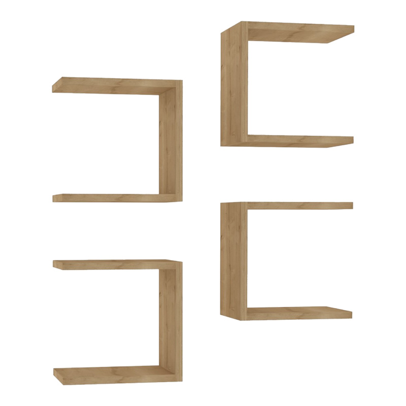 product_pako_120-000562 Ραφιέρα τοίχου Perari 4τεμ.σε oak απόχρωση 30x19.6x30εκ - Image 1