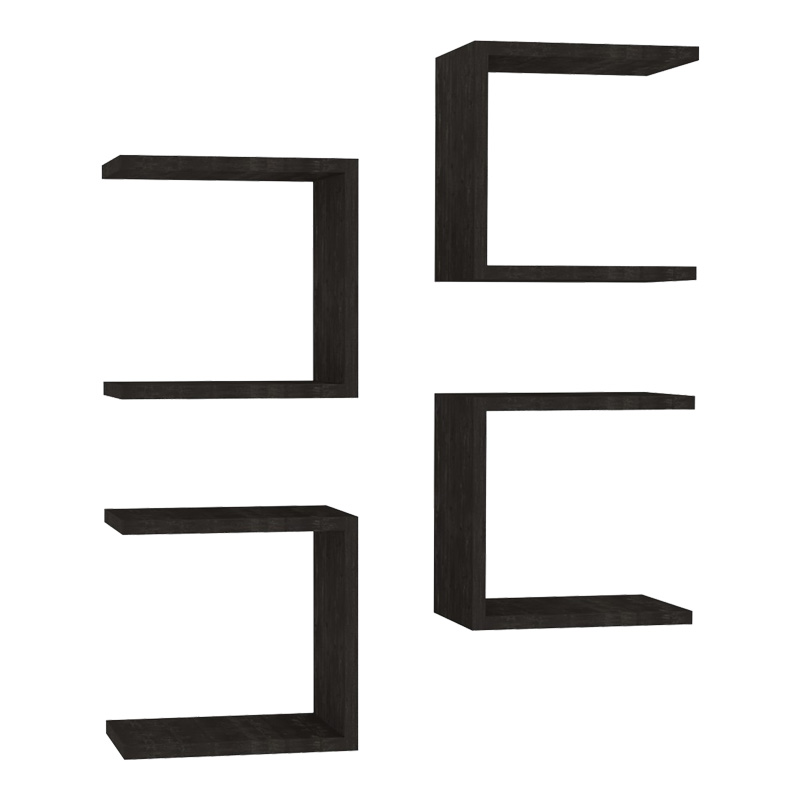 product_pako_120-000563 Ραφιέρα τοίχου Perari 4τεμ.σε σκούρο καρυδί απόχρωση 30x19.6x30εκ - Image 1