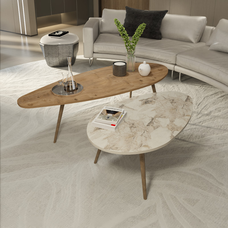 product_pako_120-000619 Τραπέζι σαλονιού Monty 2 τεμ σε απόχρωση φυσικό-μπεζ μαρμάρου 116x46x46εκ - Image 1
