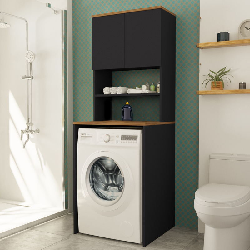 product_pako_120-000624 Έπιπλο πλυντηρίου Rano ανθρακί-καρυδί 65x60x184εκ - Image 1