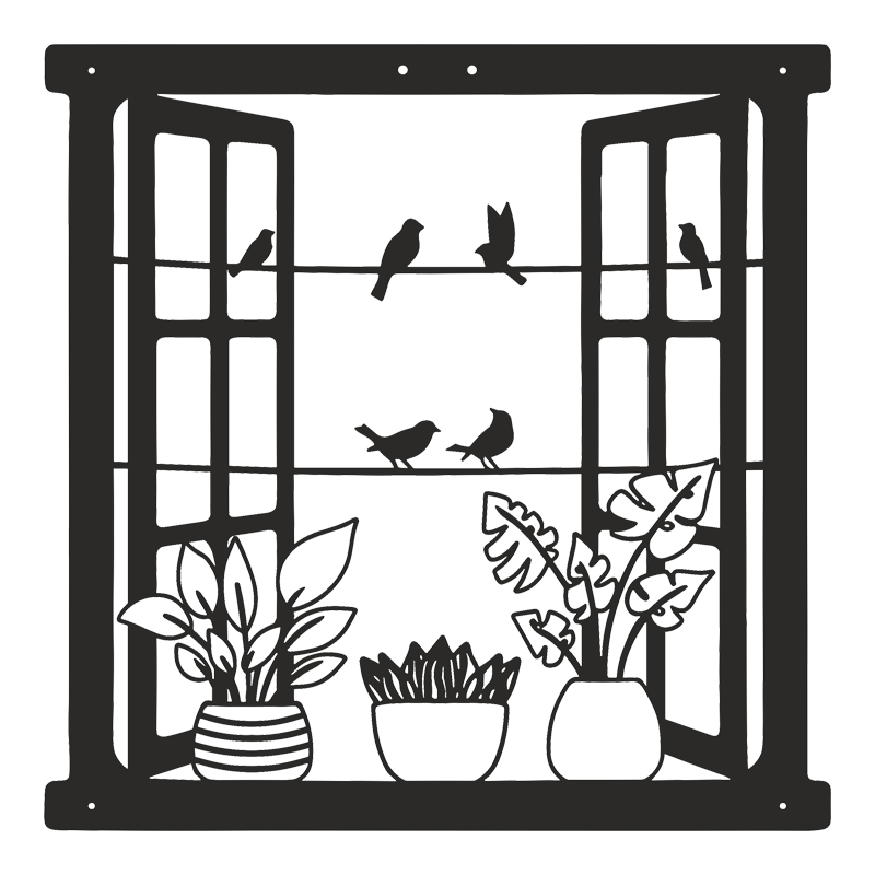 product_pako_120-000638 Διακοσμητικό τοίχου Windo μαύρο μεταλλικό 50x0,15x50εκ - Image 1