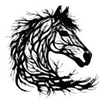 Διακοσμητικό τοίχου Horsy μαύρο μεταλλικό 60x0,15x60εκ