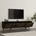 Έπιπλο τηλεόρασης Trida καρυδί με ανθρακί 160x35x45εκ - Image 2