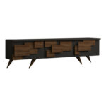 Έπιπλο τηλεόρασης Trida καρυδί με ανθρακί 160x35x45εκ - Image 3